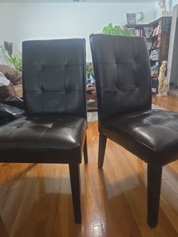 Set of 2 Black High Back Dining Chairs – Padded