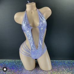 Lilac Holographic Chain Bodysuit Extra Small