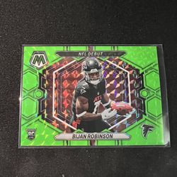 2023 Panini Mosaic Bijan Robinson Green Fluorescent #ND-9  NFL Debut  /10
