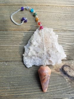 Moonstone pendant with Chakra beaded chain