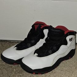 Jordan Air Jordan 10 6.5Y White Black Red Leather High Top Sneakers Youth