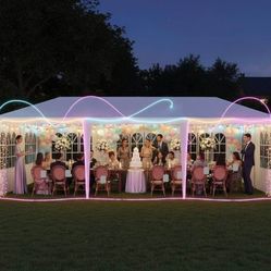 10x30 Party Tent, Heavy Duty Outdoor Tents for Parties, Wedding, Event, Large Canopy Tent with Walls, White Big Party Tents for Backyard, Garden, Wate