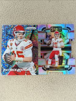 Patrick Mahomes 2024 Panini Prizm Flashback No Huddle Disco
+ Patrick Mahomes 2023 Select Concourse Silver Die-Cut Prizm For 25