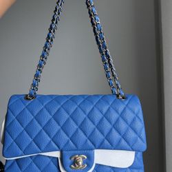 Royal Blue Single Flap Caviar 25 Cm Insp bag