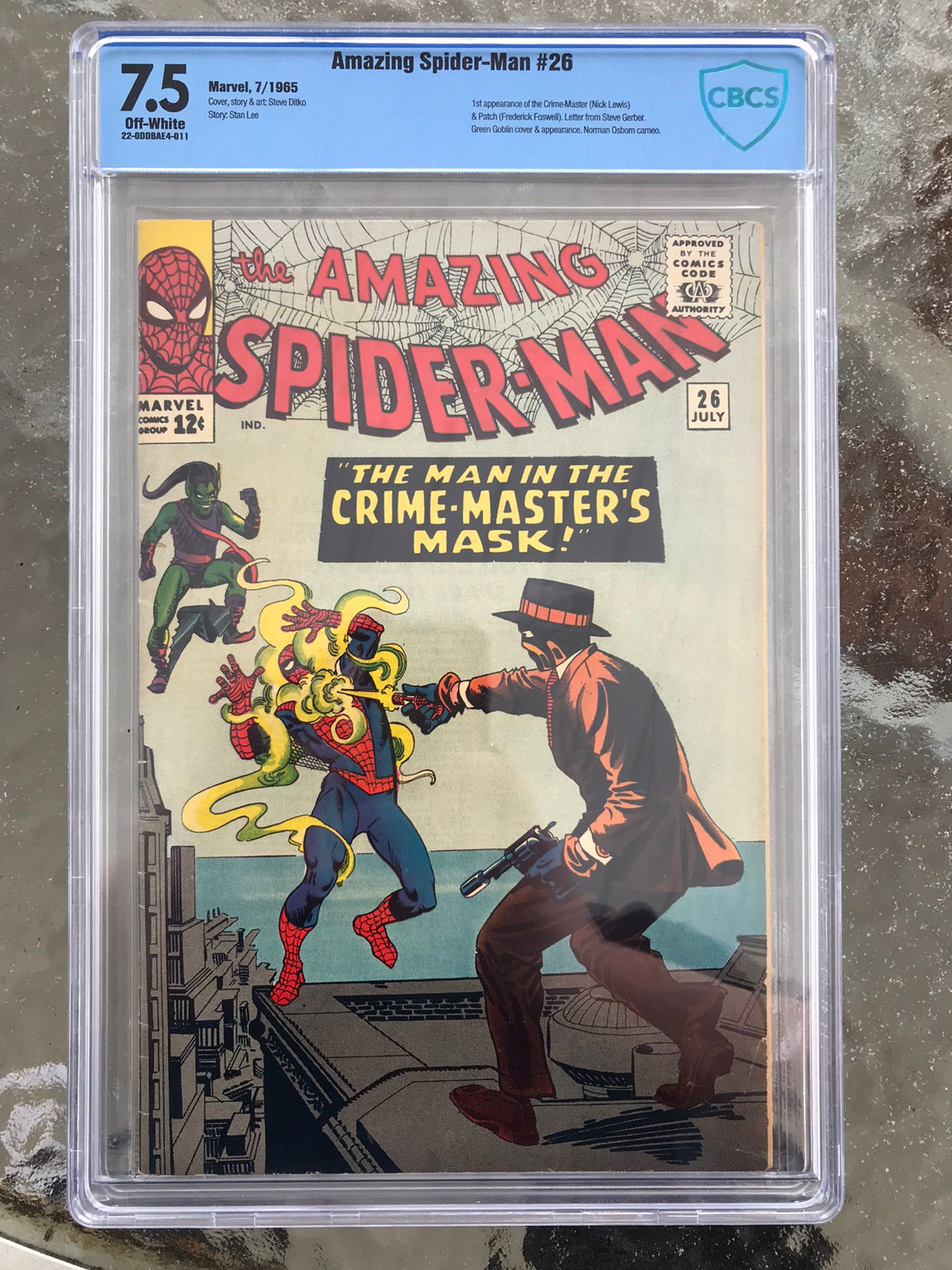 Amazing Spider-Man #26 (1965) CBCS 7.5 — 1st Crime master & Patch; Lee/Ditko CGC