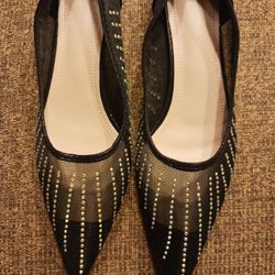 Pointed Mesh Kitty Heels 