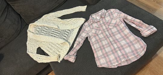 Justice girls pink Plaided top & overtop