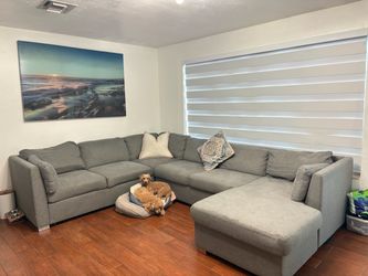 Gray Fabric Sectional Sofa
