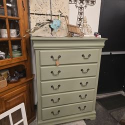 Dresser 5 drawer refinished sage green