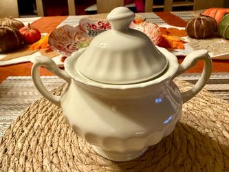 Vintage White Ironstone Sugar Bowl