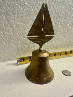 Vintage Solid Brass Sailboat Hand Bell