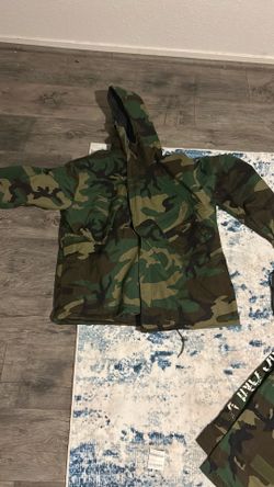 Military surplus woodland camo biological and chemical protective suit
