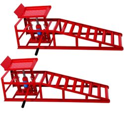 2 Pack Red Auto Car Truck Service Ramps Lifts, Garage Car Lift Hydraulic Ramps Black 5 Ton [NEW] **Assembly Req** 