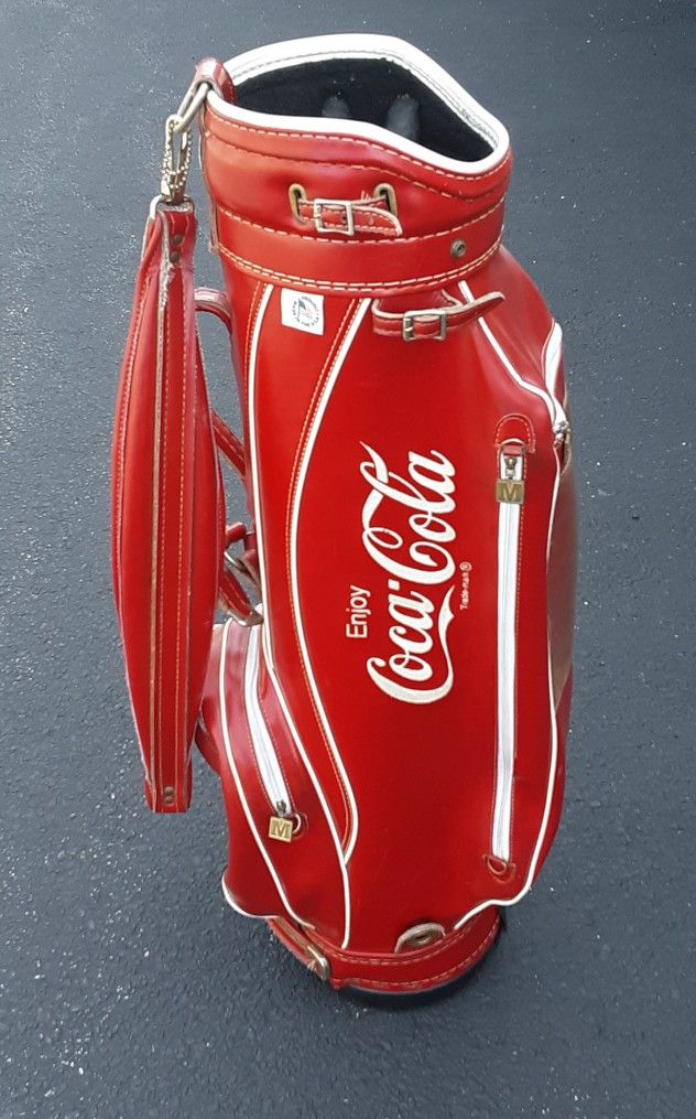 Vintage Ron Miller Coca Cola Red Leather Carry Golf Club Bag Excellent