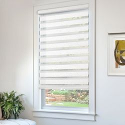 CHICOLOGY Zebra Roller Shades | Room Darkening | Natural White |44"W X 72"H