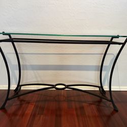 Console Table Black Metal Frame with Top Glass(12.5 mm thick)