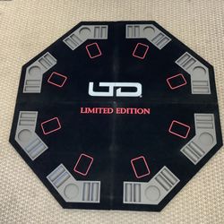 43 inch Foldable Poker Table Card Topper, Portable 8-Player Poker Tabletop Mat w/Cup Holder and Carrying Bag