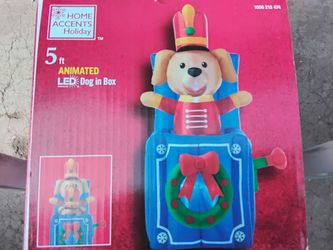 NEW Christmas 5ft Animated LED Dog in Box Airblown Inflatable