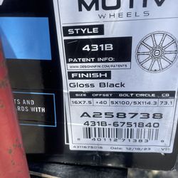 Motiv Black rims  16X17.5