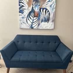 Mid-century modern blue loveseat