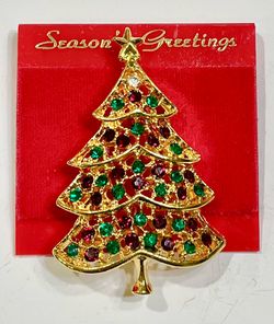 🎄Vintage NIB Gold Tone Christmas Tree Brooch (circa mid 90’s)