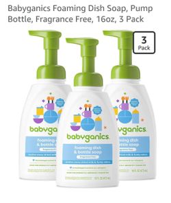 Babyganics Foaming Dish Soap, Pump
Bottle, Fragrance Free, 16oz, 3 Pack