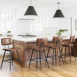 24.5" Red Brown Bar Stools Set of 4