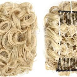 Messy Curly Gray Hair Bun Extension – Natural Look Chignon Updo Hairpiece (#530)