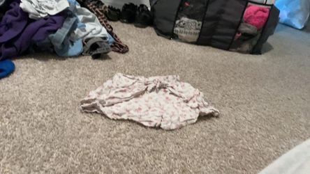 White and pink flower shorts