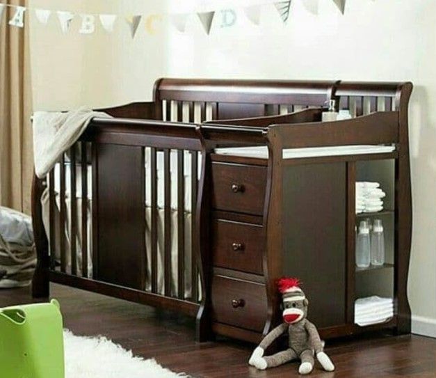 Baby Crib With Changing Station Drawer And Shelves