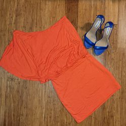 New One Shoulder Orange Dress Size L