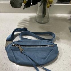 Blue Real Leather Designer Fanny Pack Cross Body Bag