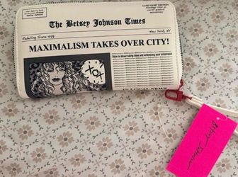 Betsey Johnson Newspaper Print Zip Wallet