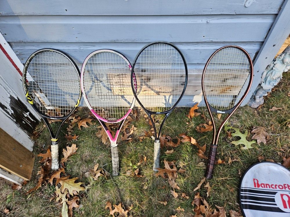 Set of 4 Tennis Rackets β Wilson & More β Good Condition β $50