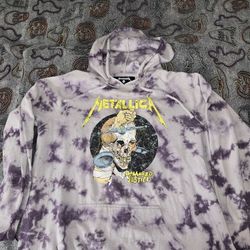 Metallica Damaged Justice Hoodie Men’s Purple Tie Dye Graphic Sweatshirt