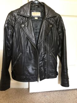 Michael Kors, black leather jacket, size XS