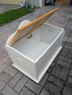 Children's Bench Top Toy Chest — White & Natural Wood