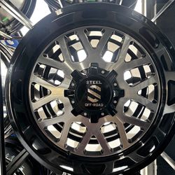 20x10 Black & Machined Off-Road Wheels – 5 Lug Truck Setup
