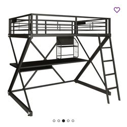 Modoc Full Metal Loft Bed with Bookcase by Isabelle & Max