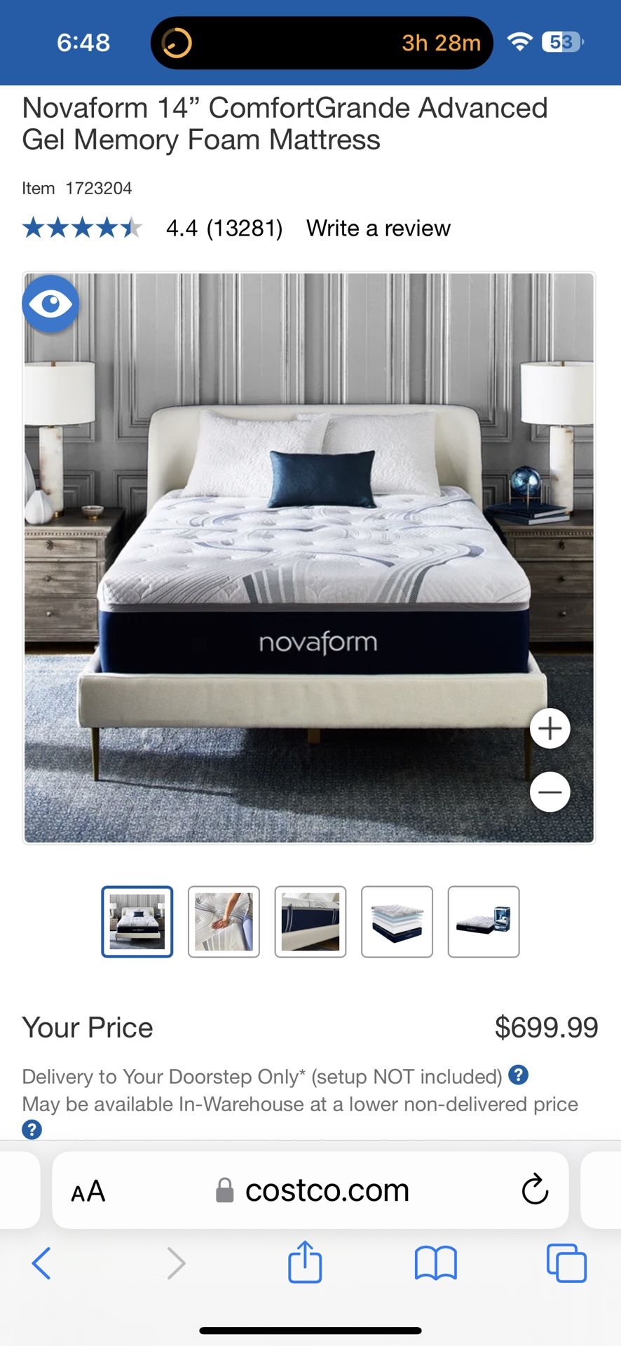 King Size Novaform 14” Comfort grande Advanced Gel Memory Foam Mattress