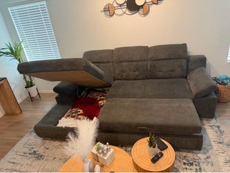MODERN SLEEPER SECTIONAL SOFA WITH STORAGE – EXCELLENT CONDITION