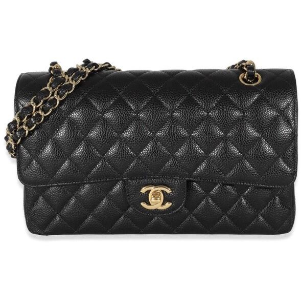 Chanel classic flap bag black with gold hardware