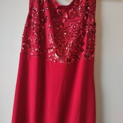 Red Long  Evening Gown Sequin Prom Dress