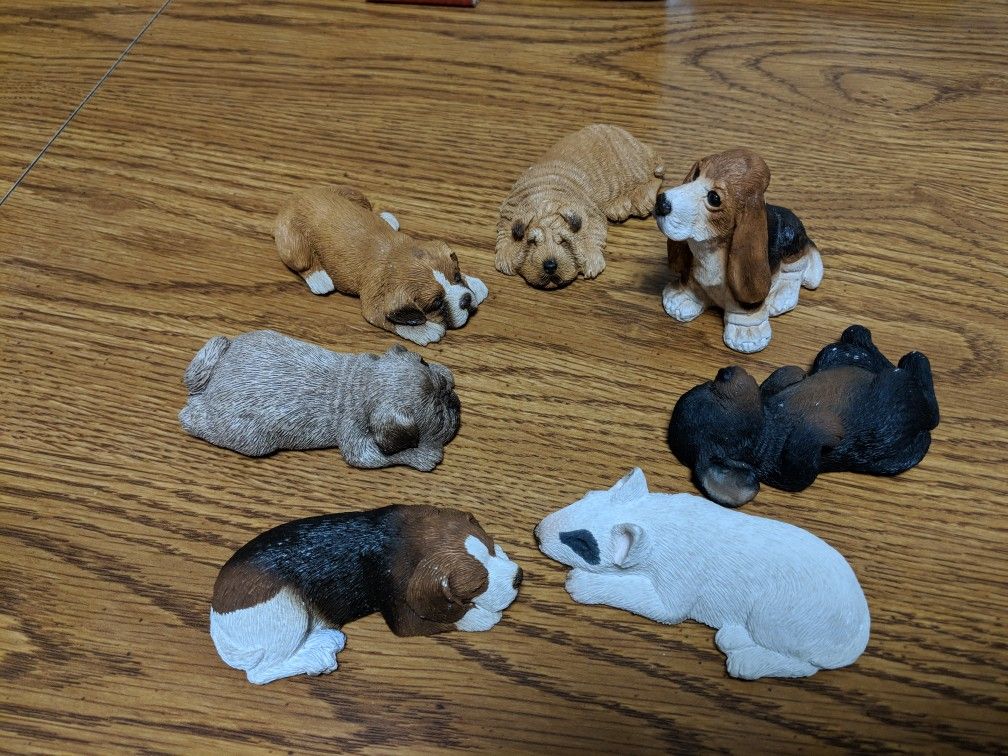 7 Sleeping Dog Figurines Sandicast Sandra Brue