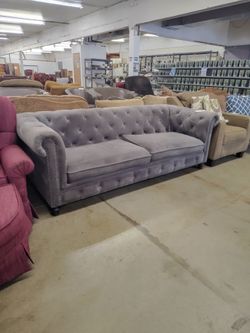 Button Tufted Grey Couch