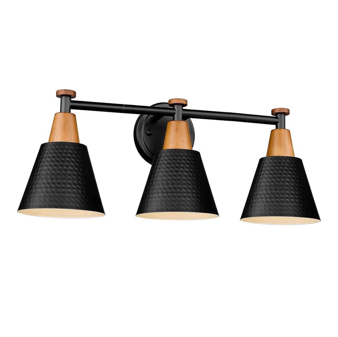 FEMILA Black Bathroom Light Fixtures, 3-Light Bathroom Vanity Lights Over Mirror with Hammered Metal Shade,