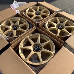 Brand New 5×100 Scion FRS Subaru BRZ Toyota 86 17” Gold Finish Motegi Racing MR154 Battle Wheels Rims