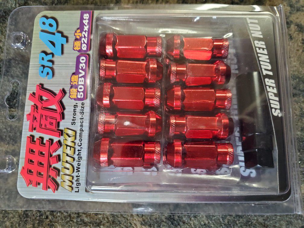 Muteki 12x1.5 Red Tuner Lugs Lug Kit Lug nuts for Rims Wheels