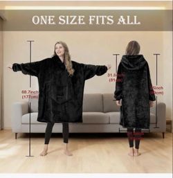 Oversized Hoodie Blanket, Wearable Blanket sweatshirt, Ultra Soft Sherpa Fleece Comfy Snuggle Hoodie