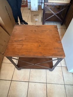 Rustic Industrial Coffee Table & Matching End Tables Set (3-Piece)